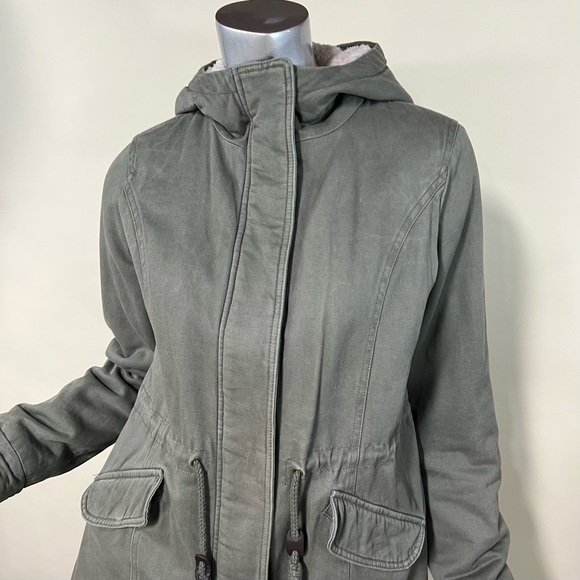 Sebby Sherpa Lined Hooded Utility Jacket Winter Coat Parka Olive Women's Medium - Picture 5 of 13